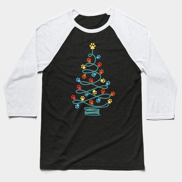 Cute Dog Paws christmas tree Baseball T-Shirt by MZeeDesigns